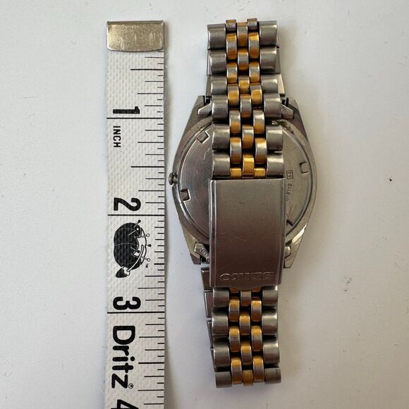 Men's Seiko Day Date 7N43-8119 Japan Quartz Watch Gold Blue Jubilee Bracelet - Picture 10 of 10